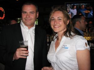 James Betts from Server Technology and Kaija Bruveris of AXA Advisors making the rounds and connecting with people.